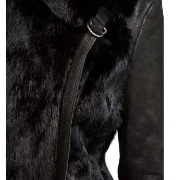 Helmut Lang leather fur coat, P